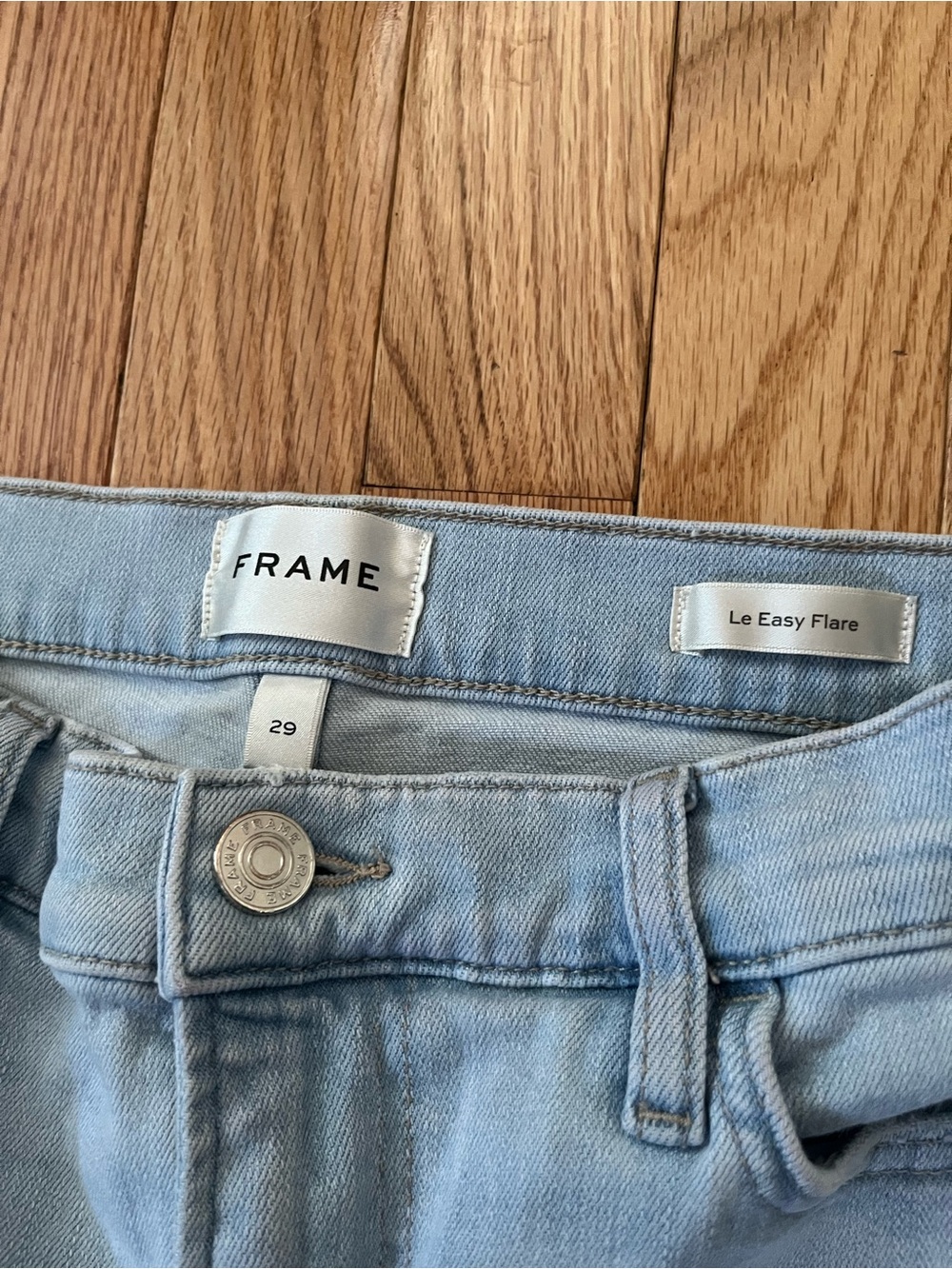 Frame Le Easy Flare Light Wash Flare Jeans 29 Raw Hem High Rise Western Capsule - Picture 2 of 7